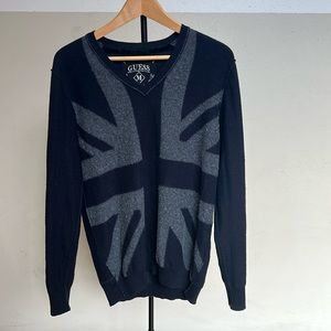 Guess British flag V-neck sweater